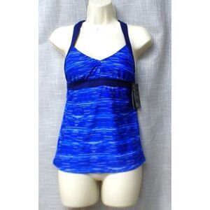 TYR Womens Sonoma V-Neck Open Back Tankini, Size S (4/6); Blue